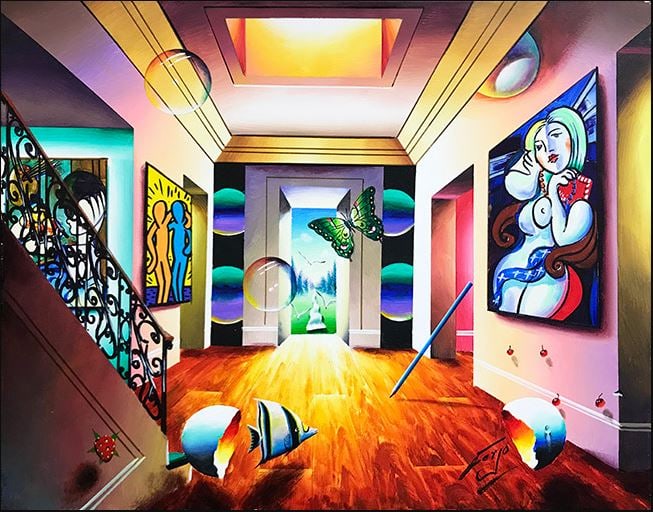 Ferjo "Homage To Haring" Oil Painting on Canvas: Fernando de Jesus Oliveira (United States/Brazil: B. 1946) original oil painting on canvas titled "Homage To Haring". Hand signed to lower right. Dimensions: 30" W x 24" H.Shipping: Purchaser local pi