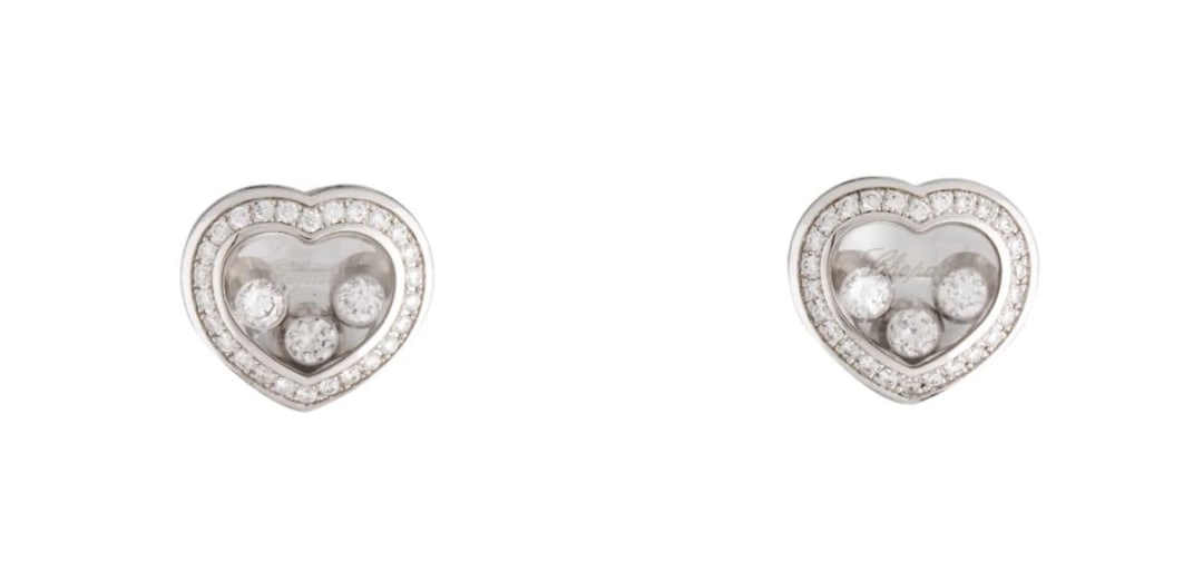 Chopard 18K Happy Diamond Heart Stud Earrings (1 of 3)