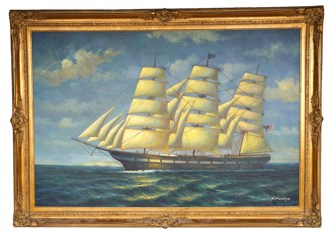 H. Parker American Clipper Ship Oil Painting (1 of 11)