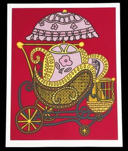 William Copley "Baby Buggy, 1978" Screenprint: William Nelson Copley (United States/France: 1919 - 1996) screenprint on Somerset paper titled "Baby Buggy". Hand signed and dated in pencil to lower right. Date: 1978. Pencil edition 166/200 to lower