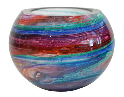 Leon Applebaum Modern Studio Art Glass Bowl: Leon Applebaum (American: B.1945) modern/contemporary "Lava" studio art glass bowl. Signed underneath base in script. Dimensions: 6" Tall x 8" Diameter. Provenance - Private Estate Collection: Palm Be