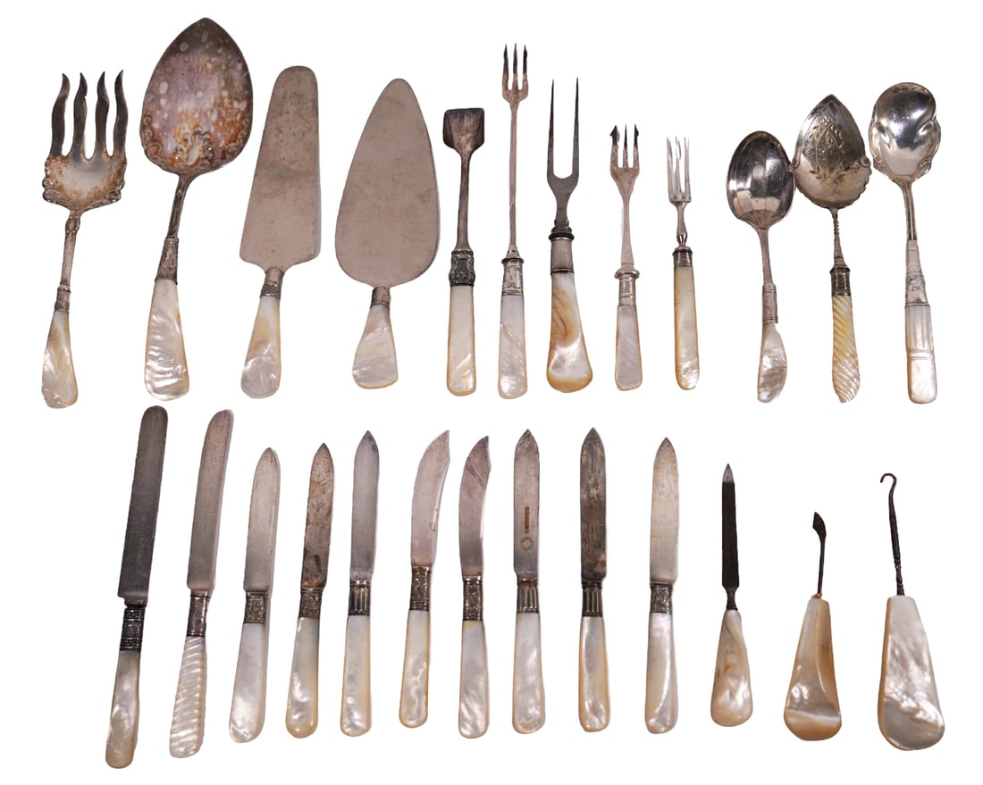 25pc Silver & Mother of Pearl Serving Set (1 of 5)