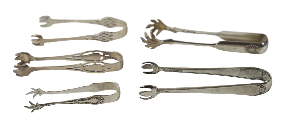 (5) Antique Sterling Silver Service Tongs (1 of 1)