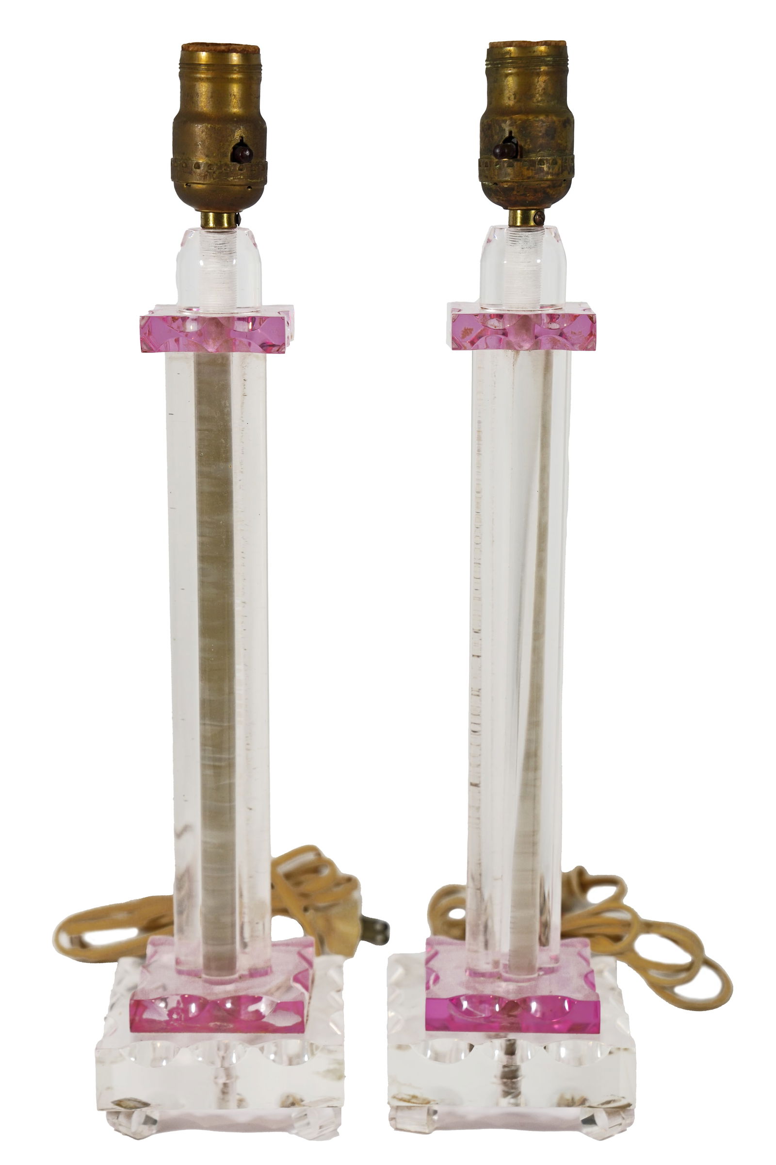 Vintage Pink To Clear Lucite Table Lamps (1 of 1)