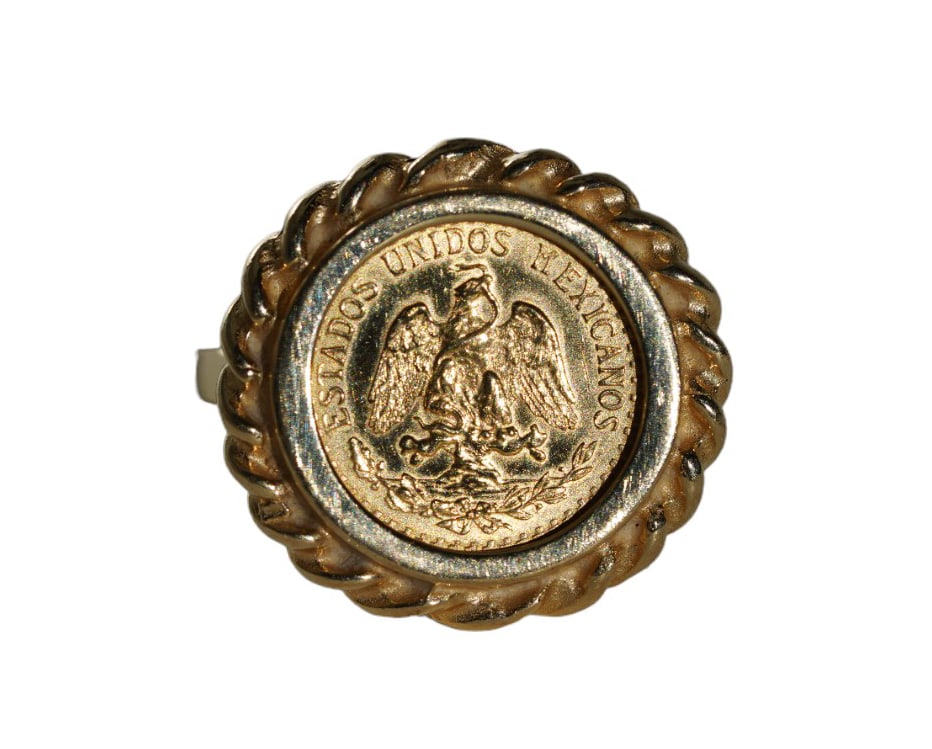 14K Yellow Gold 20mm Peso Coin Ring (1 of 3)