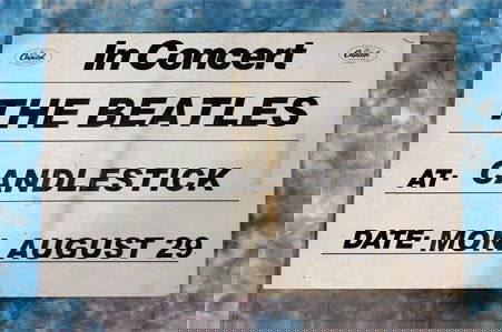 The Beatles. Capitol Records Candlestick Park ...: The Beatles. Capitol Records Candlestick Park banner style poster (1966) 430mmx280mm. An extremely rare promotional banner manufactured by Capitol Records exclusively to promote the Beatles final perf