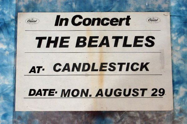 425** The Beatles - Candlestick Park banner: The Beatles - Capitol Records Candlestick Park banner style poster (1966) 430mmx280mm. An extremely rare promotional banner manufactured by Capitol Records exclusively to promote the Beatles final per