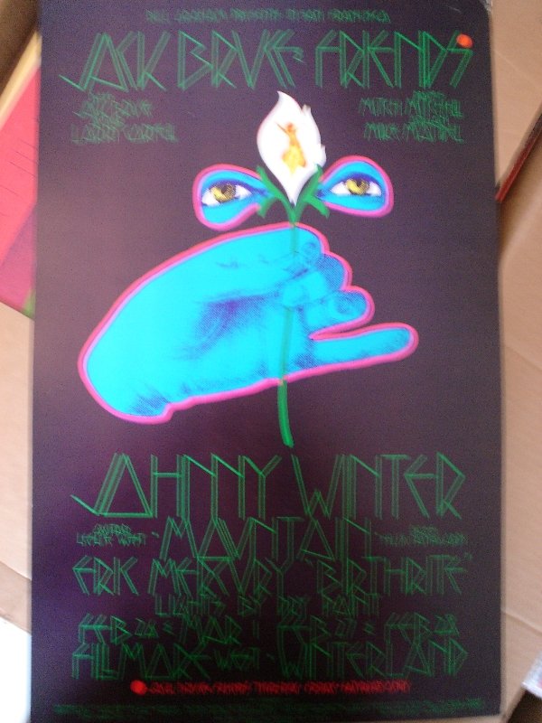 A poster for BGP (220) featuring Jack Bruce: A poster for BGP (220) featuring Jack Bruce and Friends at the Fillmore West. Artwork by Randy Tuten 1970. Condition; Excellent. First printing.