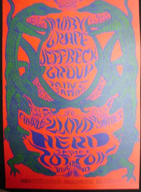 A poster for BGP (130) featuring Moby Grape at th: A poster for BGP (130) featuring Moby Grape at the Fillmore. Artwork by Lee Conklin.
