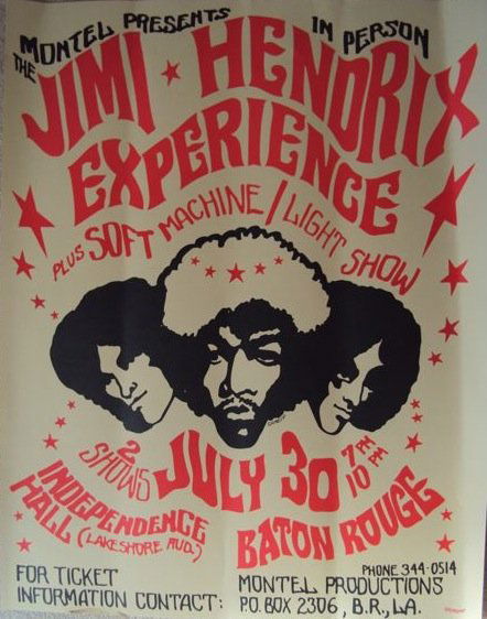 Jimi Hendrix Rare Poster: Jimi Hendrix Rare Poster Rare Jimi Hendrix "Baton Rouge" prototype outline in red and black ink. This poster went through several proof printings each being signed by Graef The uncoloured outline went