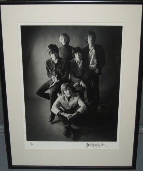 Rolling Stones –Mankowitz signed print: Rolling Stones –A b/w Limited edition print of a young Rolling Stones taken by celebrity rock photographer Gered Mankowitz. The print measuring 24x18 is signed on the mount by Mankovitch and is a lo