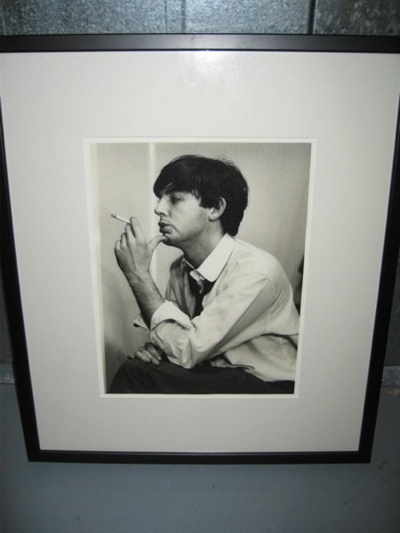 Beatles A b/w photographic print of Paul McCartney: Beatles A b/w photographic print of Paul McCartney 1963 – Signed by photographer Jane Brown Framed and Glazed.