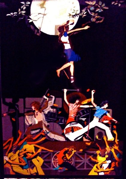 The WHO Sally Simpson(2) by John Davis, Original: Sally Simpson(2) by John Davis, an original painting commissioned by Roger Daltrey and Pete Townsend for the Book ' A Decade of The Who' . The painting measuring approx 23x33" depicts Sally dejected a