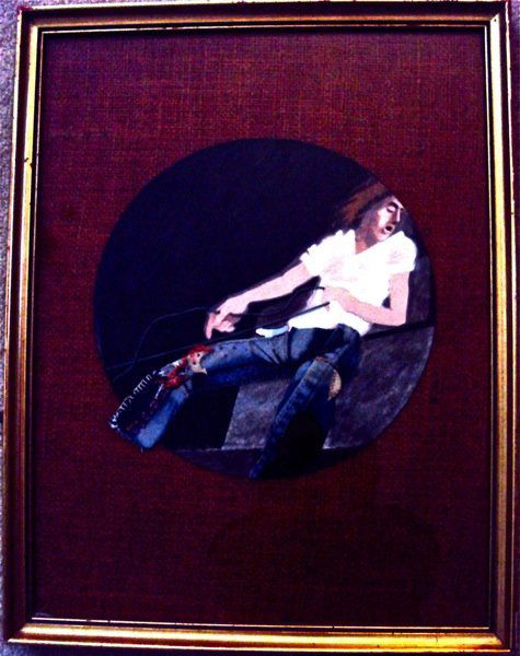 Roger Daltrey by John Davis, an original painting: Roger Daltrey by John Davis, an original painting commissioned by Roger Daltrey and Pete Townsend for the Book ' A Decade of The Who' . This is an unusual mixed media composition as Davis uses real De
