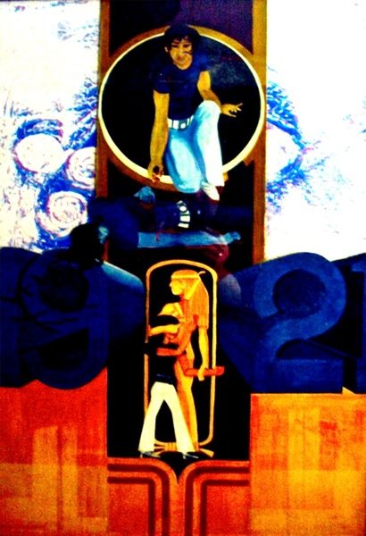 The WHO 1921 by John Davis, an original: 1921 by John Davis, an original painting commissioned by Roger Daltrey and Pete Townsend for the Book ' A Decade of The Who' . The painting measuring approx 23x33" Taking it's imagery from the Who son