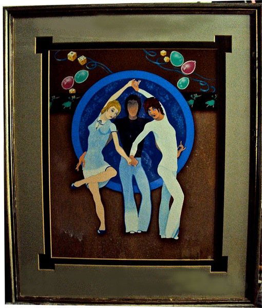 THE WHO The Kids are Alright by John Davis,: The Kids are Alright by John Davis, an original painting commissioned by Roger Daltrey and Pete Townsend for the Book ' A Decade of The Who' . This painting shows a Townsend-esque figure between a gir