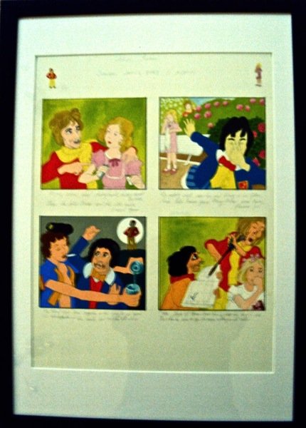 The WHO Joker James by John Davis. Original: Joker James by John Davis. An original cartoon strip painting by Davis depicting the WHO lyric Joker James. Set as four separate pictures the overall painting is annotated in pencil by Davis using the