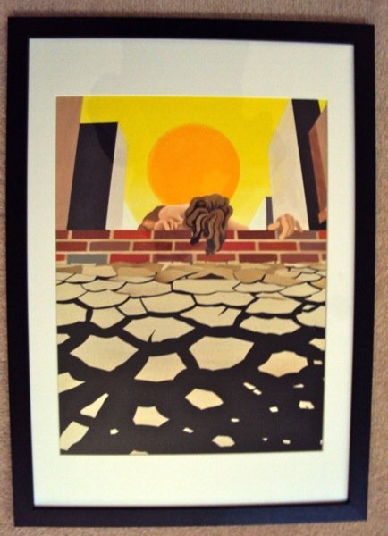 The WHO Drowned John Davis, an original painting: Drowned John Davis, an original painting commissioned by Roger Daltrey and Pete Townsend for the Book ' A Decade of The Who'. The painting shows a forlorn figure lying in an urban landscape under a bu