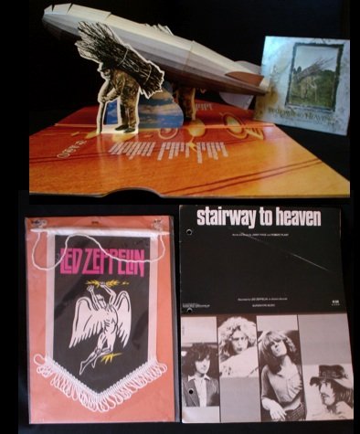 Led Zeppelin Stairway to Heaven: Led Zeppelin Stairway to Heaven An extremely rare promotional pop-up standee cd display to commemorate sales of the single Stairway to Heaven. With a USA published songsheet for stairway to heaven, a 