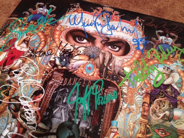Michael Jackson LP signed by Jackson & Guns 'n' Roses: Michael Jackson. Dangerous Album Lp. This has not only been signed by Michael Jackson but Axl Rose, Slash, Izzy Stradlin, Duff McKagan, Steven Adler of Guns and Roses. Estimate £650 The proceeds from