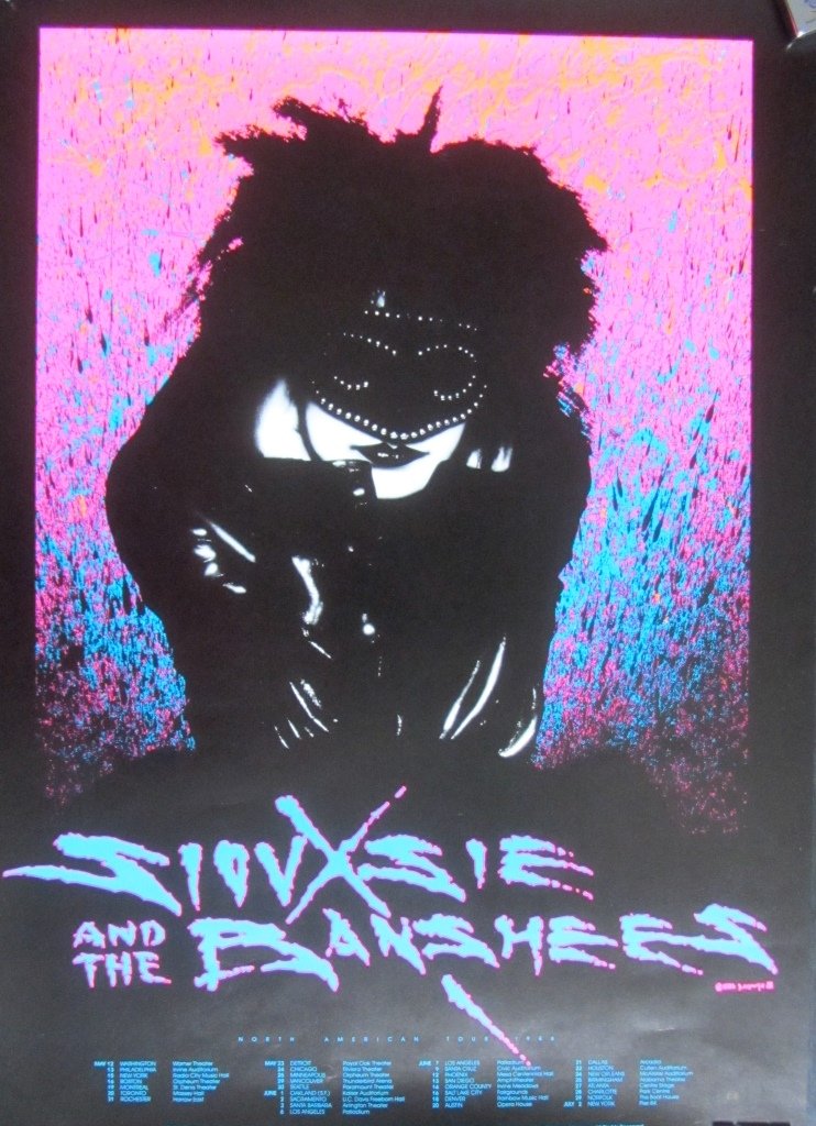 Siouxsie and the Banshee promo posters: Siouxsie and the Banshees. Two high colour gloss promotional posters promoting the 1986 North American tour at the Hollywood Palladium and other generic tour dates D. 21 x 30”