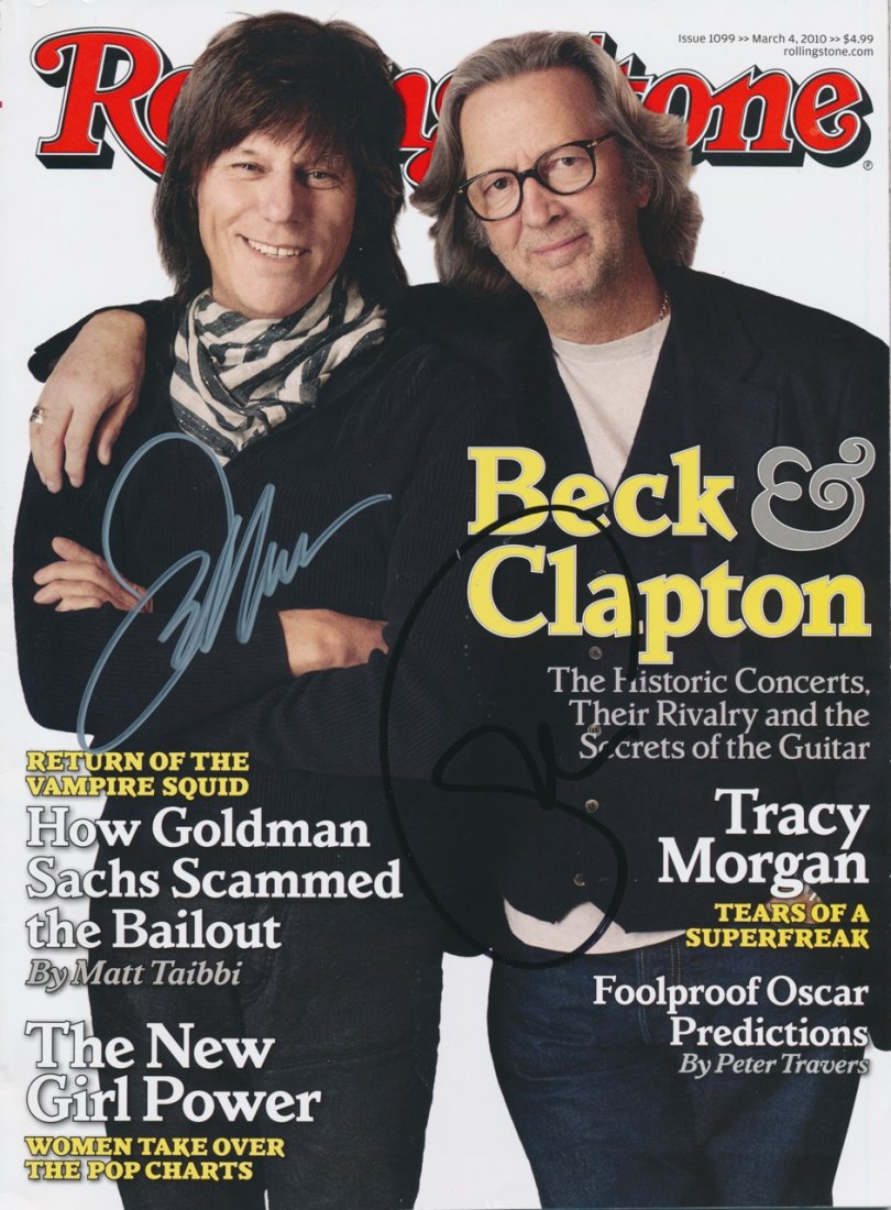Jeff Beck & Eric Clapton autographed ‘Rolling Stone’: Jeff Beck & Eric Clapton autographed ‘Rolling Stone’ Magazine March 4th 2010. Excellent condition