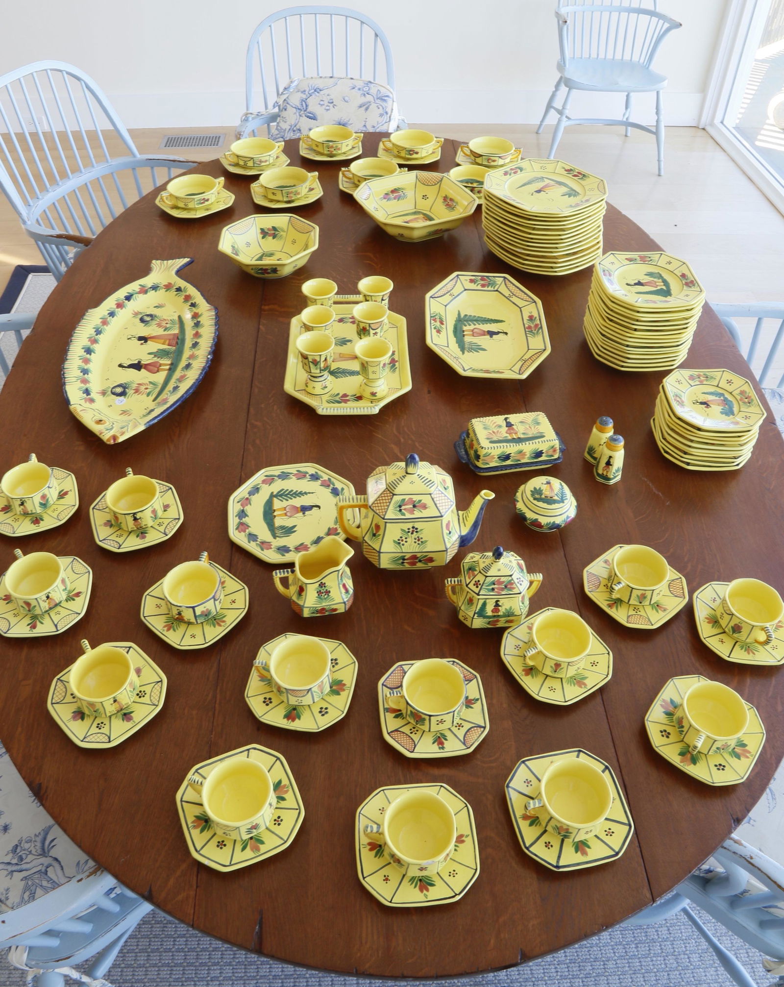 112 Piece Henroit Quimper Yellow Dinner Service (1 of 4)