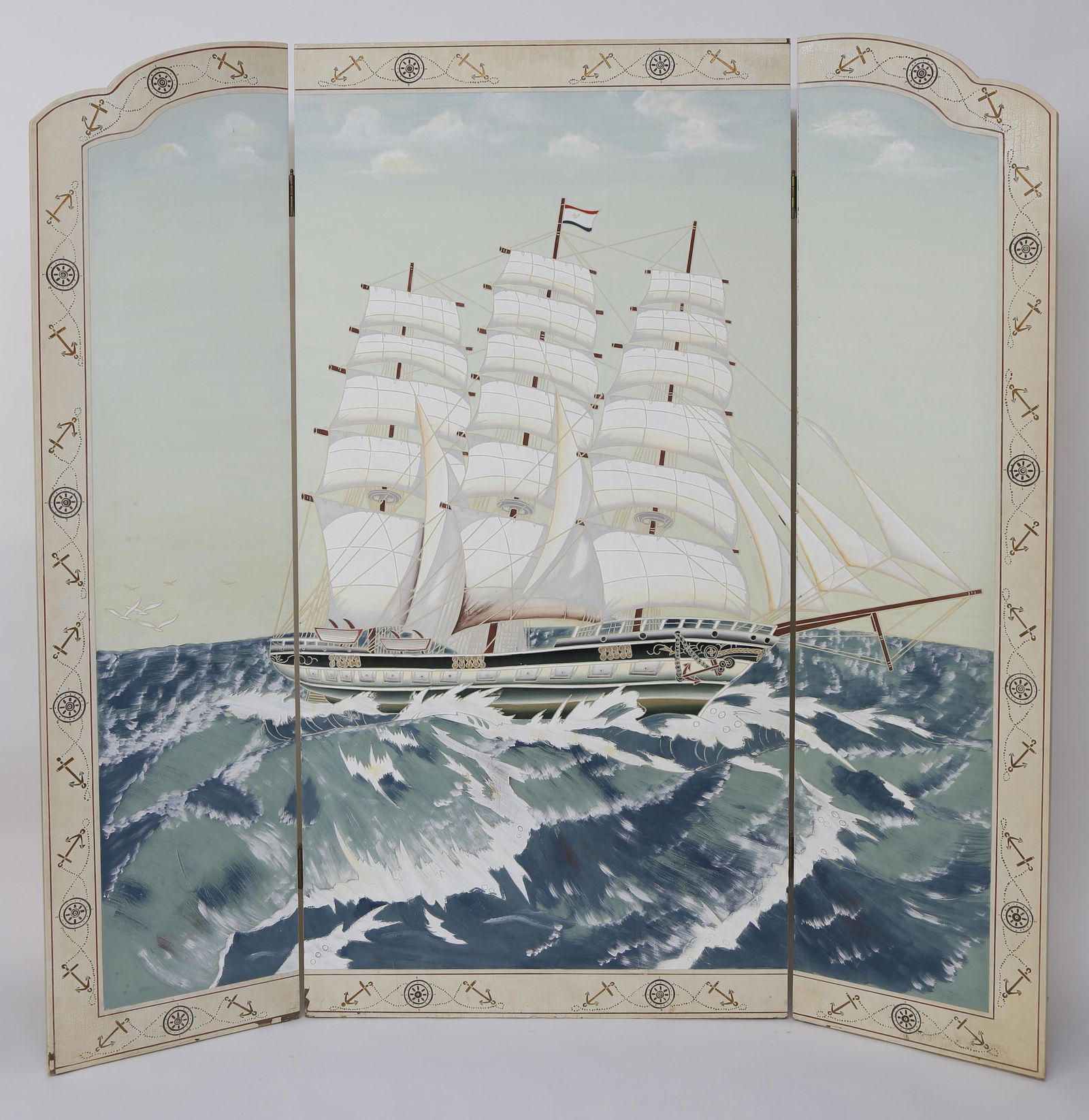 Contemporary Decorated Three-Fold Nautical Room Divider (1 of 6)