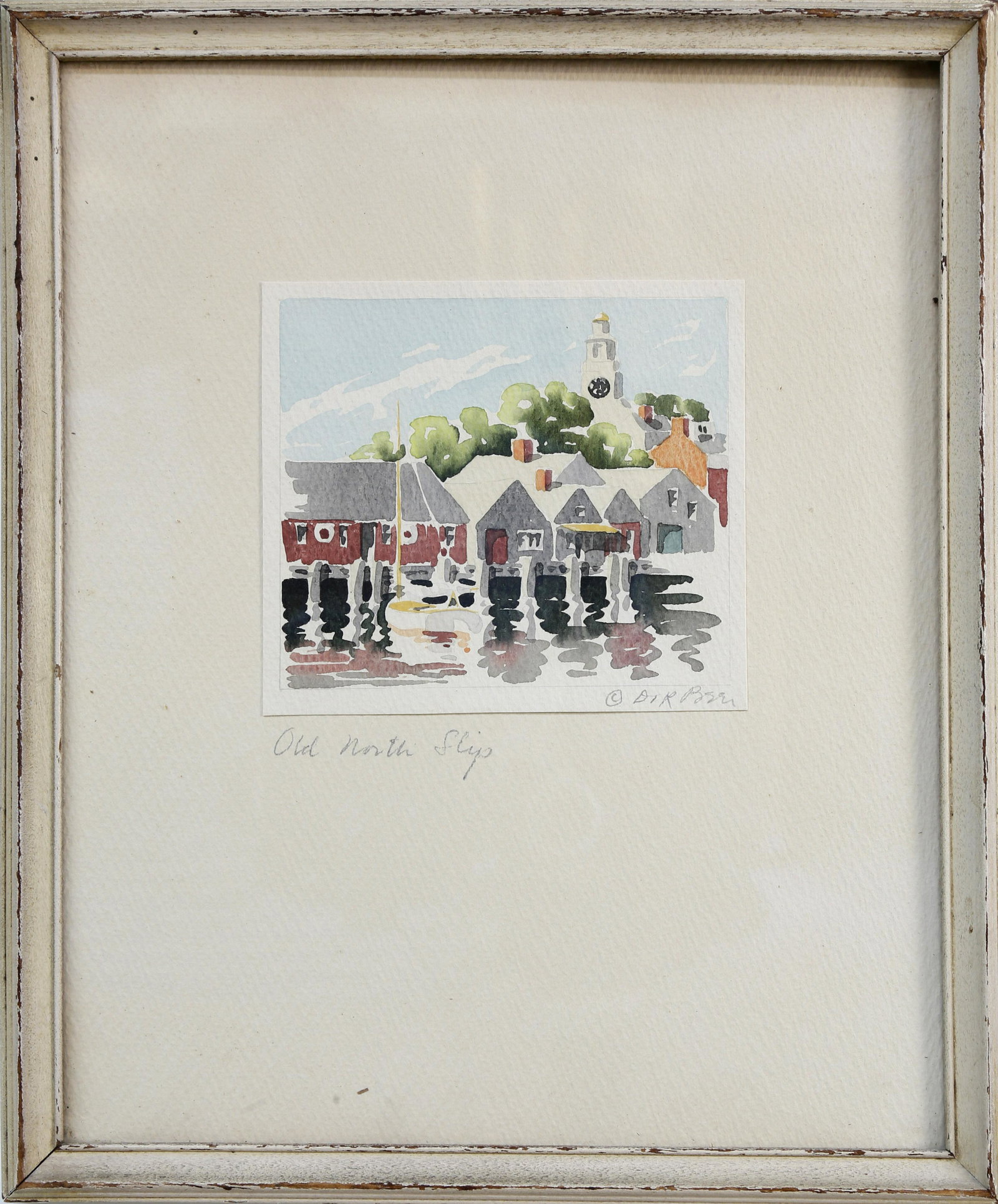 Doris and Richard Beer Painting - "Old North Slip": Doris and Richard Beer (1898-1967 & 1893-1959) Watercolor on Paper "Old North Slip", signed lower right D&R Beer. 3 ? in. x 4 ¼ in.