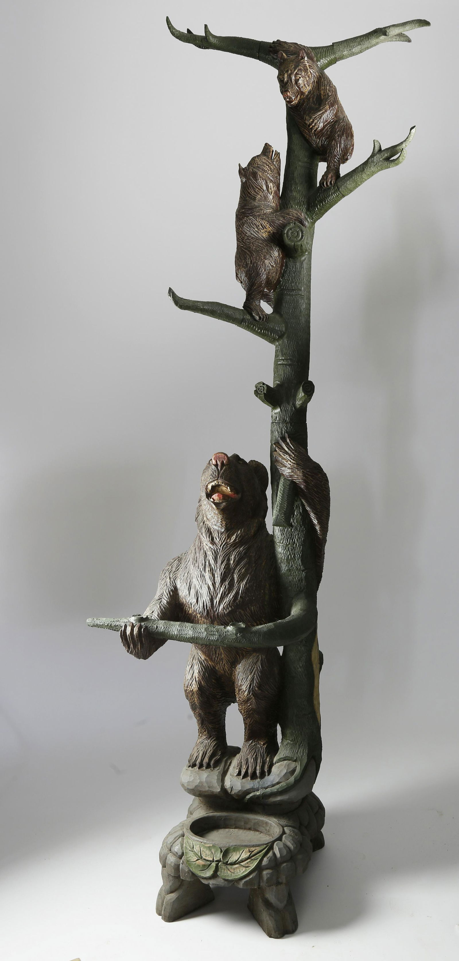 Black Forest Style Carved Hall Tree Umbrella Stand (1 of 3)