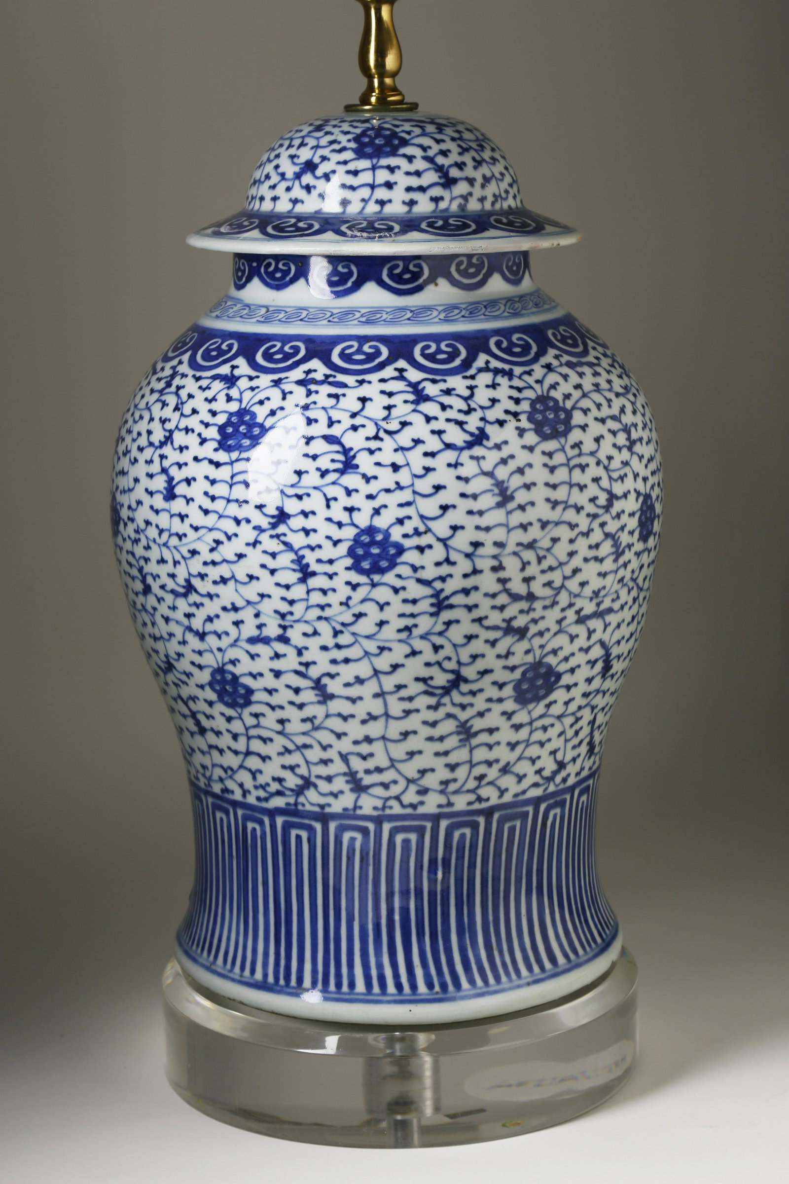 Contemporary Blue & White Temple Jar Mounted as a Lamp (1 of 2)