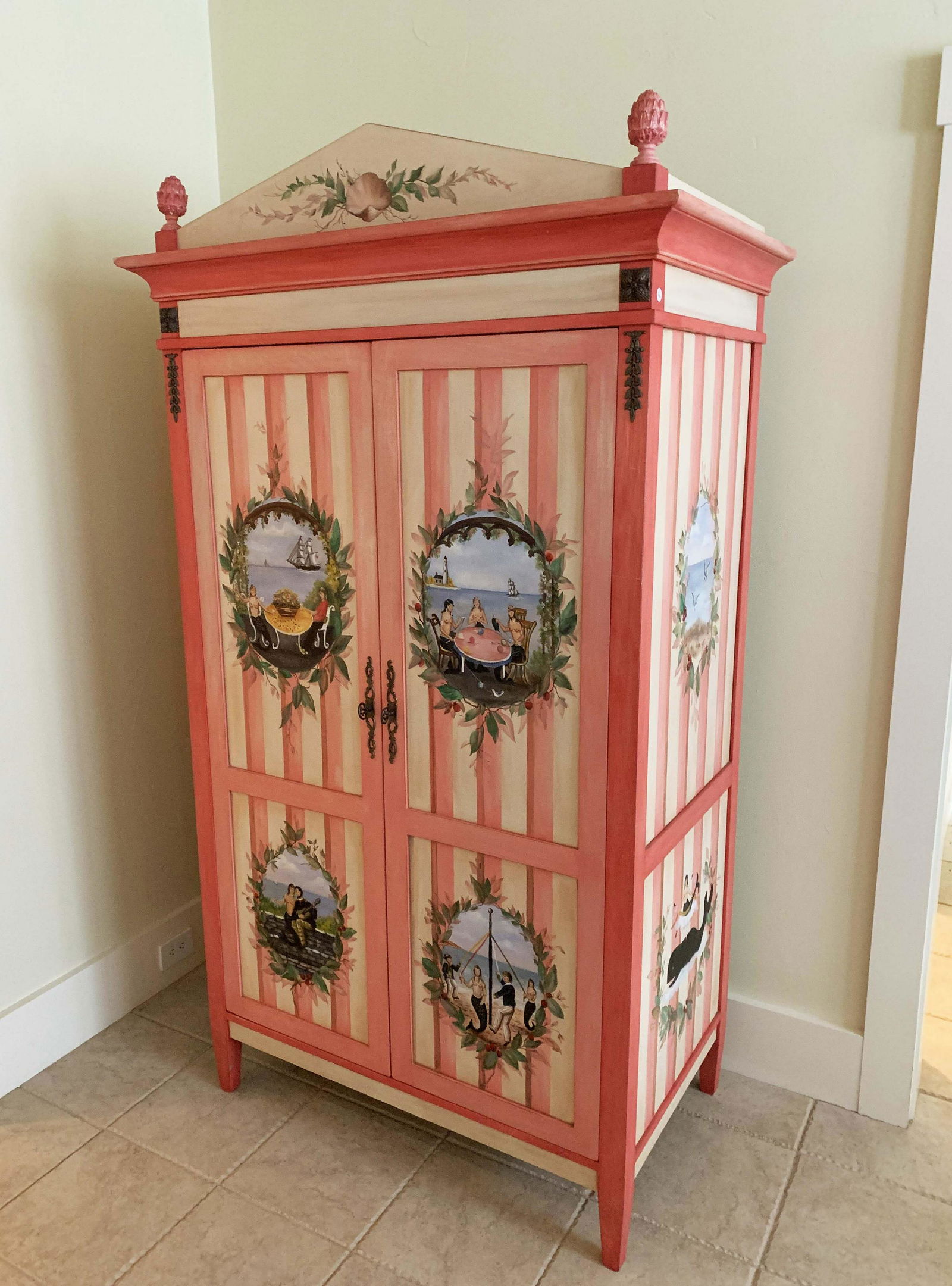 Hand Painted "Mermaids and Sailors" Two Door Armoire (1 of 5)