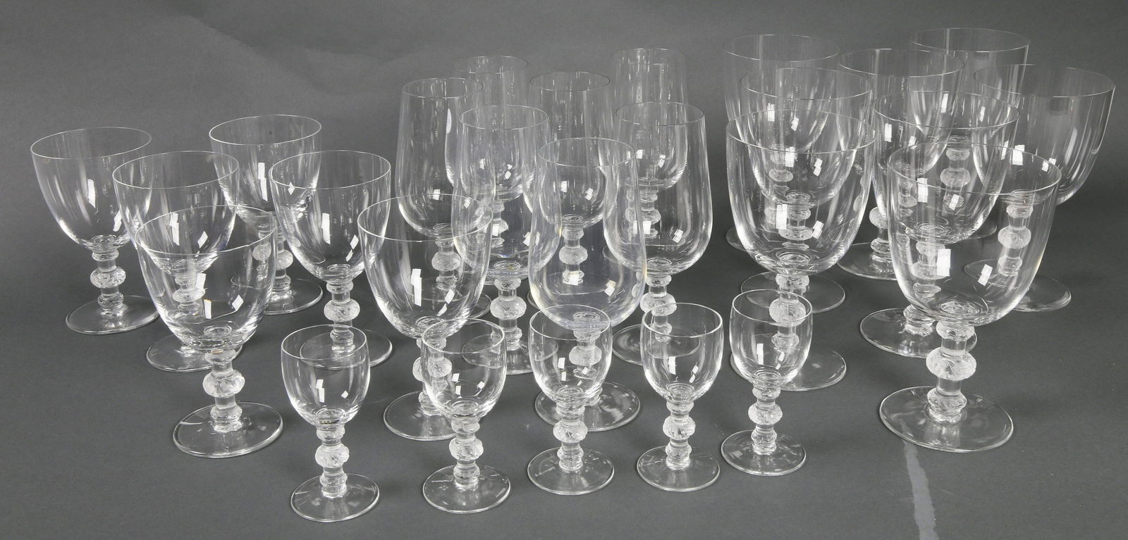 25 Lalique Crystal Stemware in the Saint Hubert Pattern (1 of 2)
