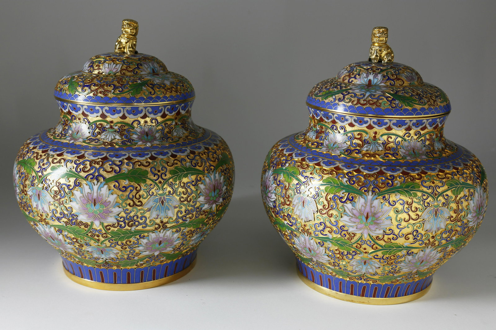 Pair of Chinese Cloisonné Covered Jars (1 of 4)