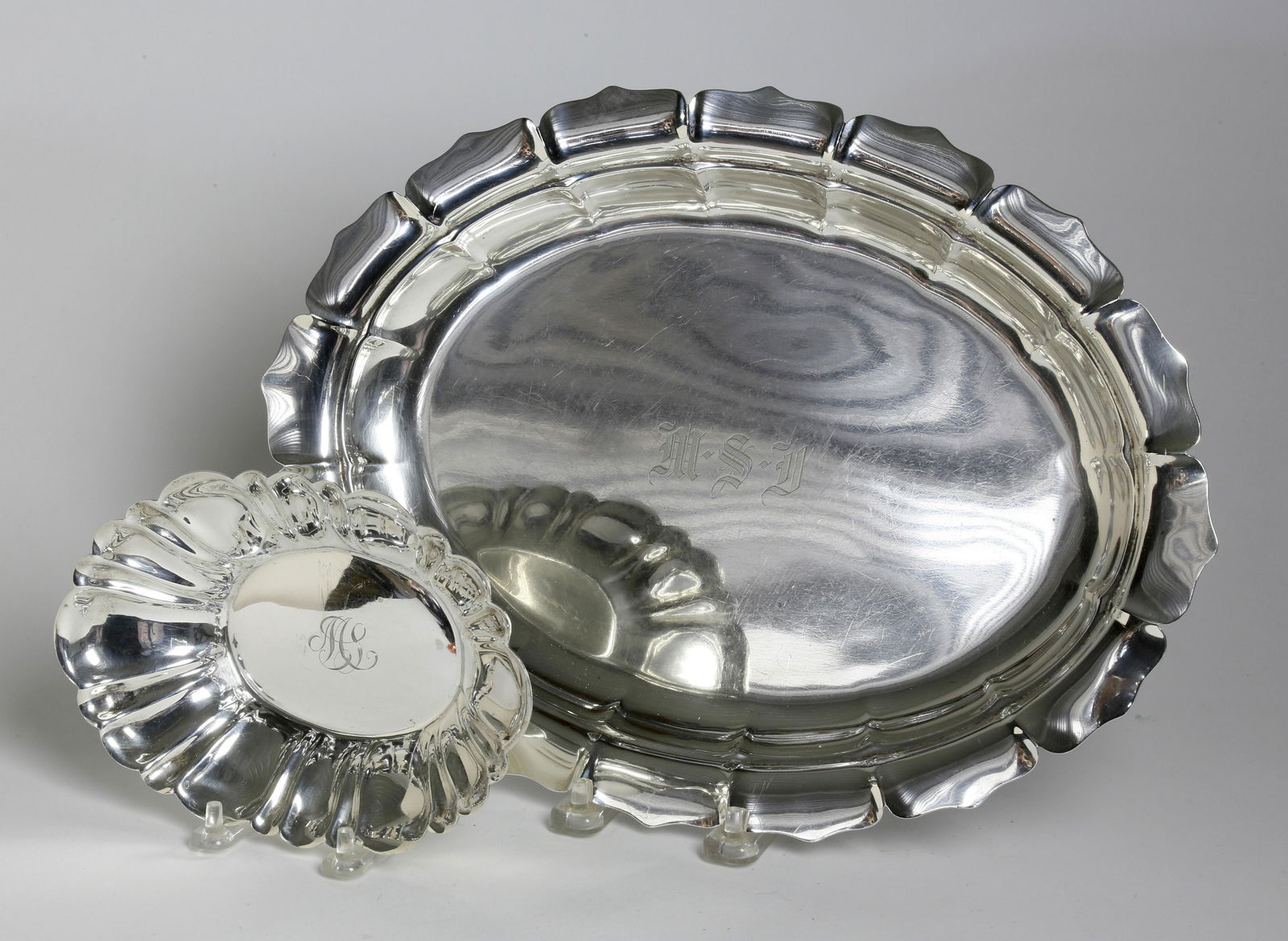 Sterling Silver Scalloped Edge Serving Tray & Candy (1 of 4)