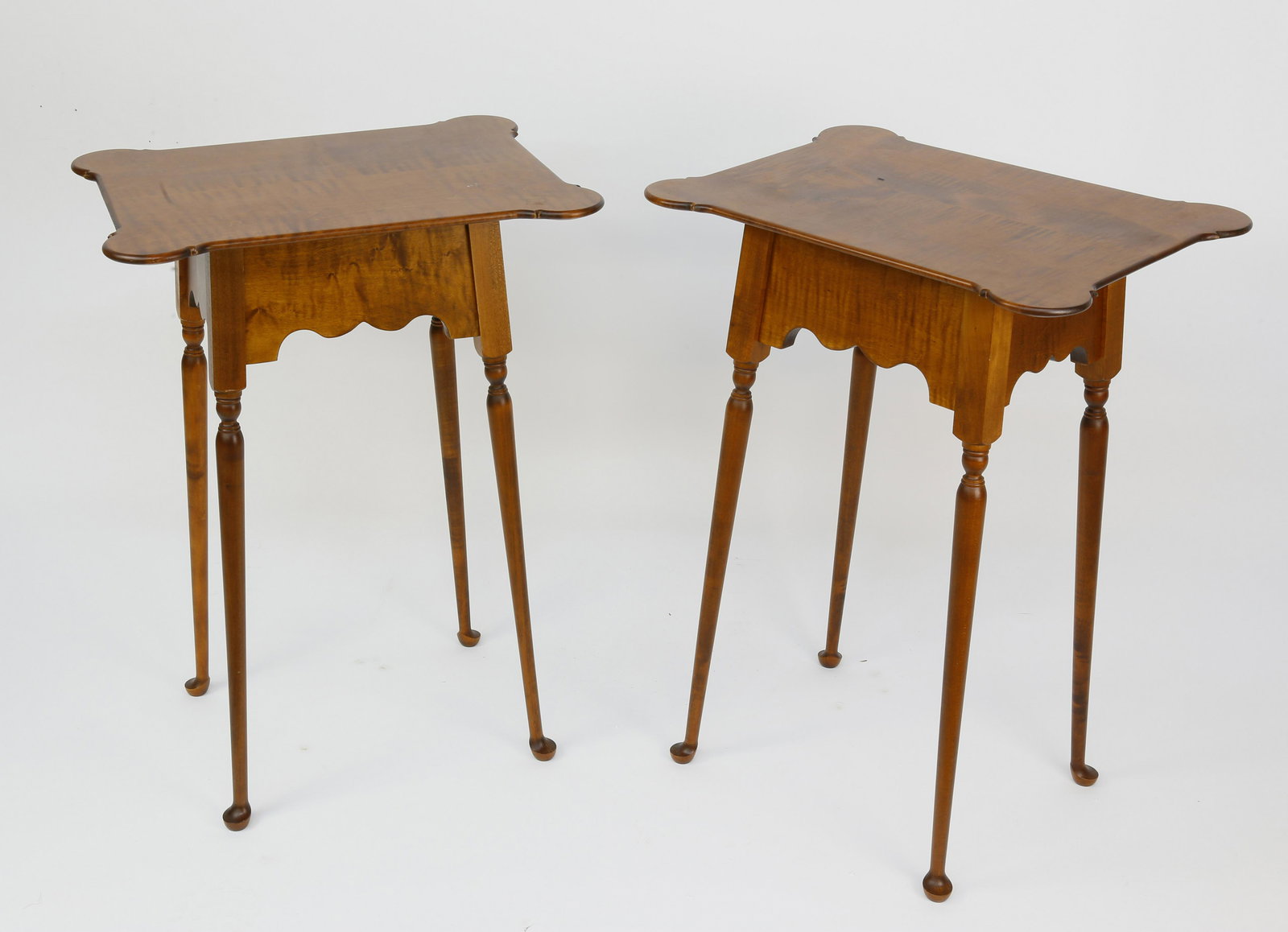 Two Contemporary Tiger Maple Porringer Top Side Tables (1 of 3)