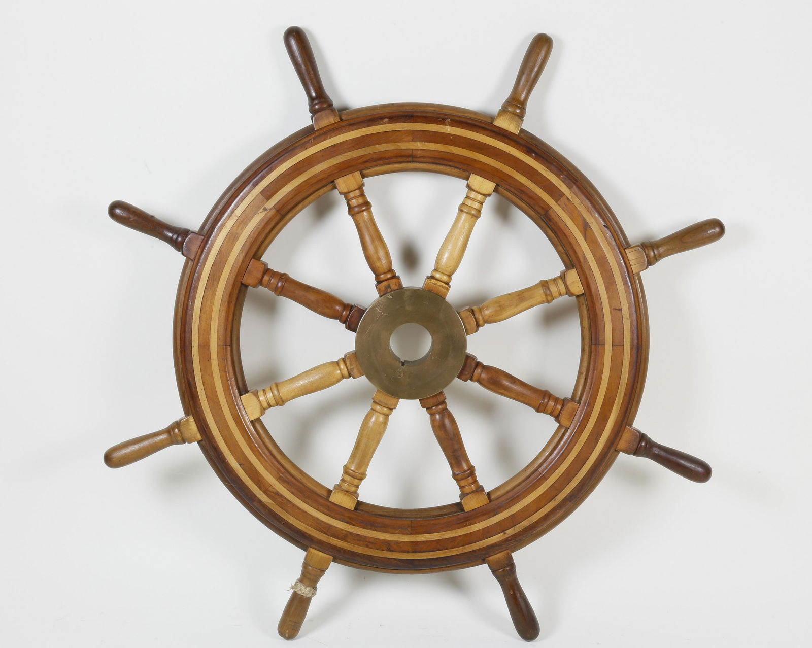 Carved Mahogany and Maple Ship's Wheel (1 of 4)