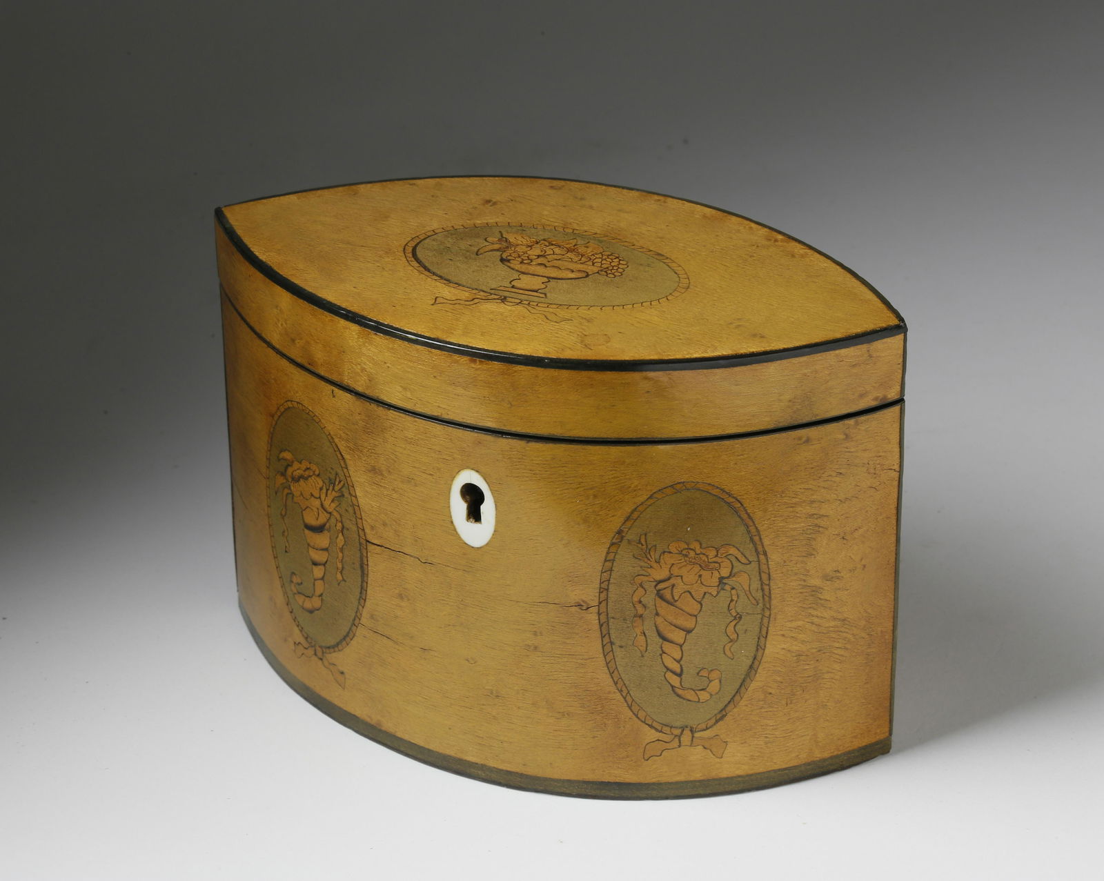 English Navette Form Tea Caddy, circa 1820 (1 of 4)