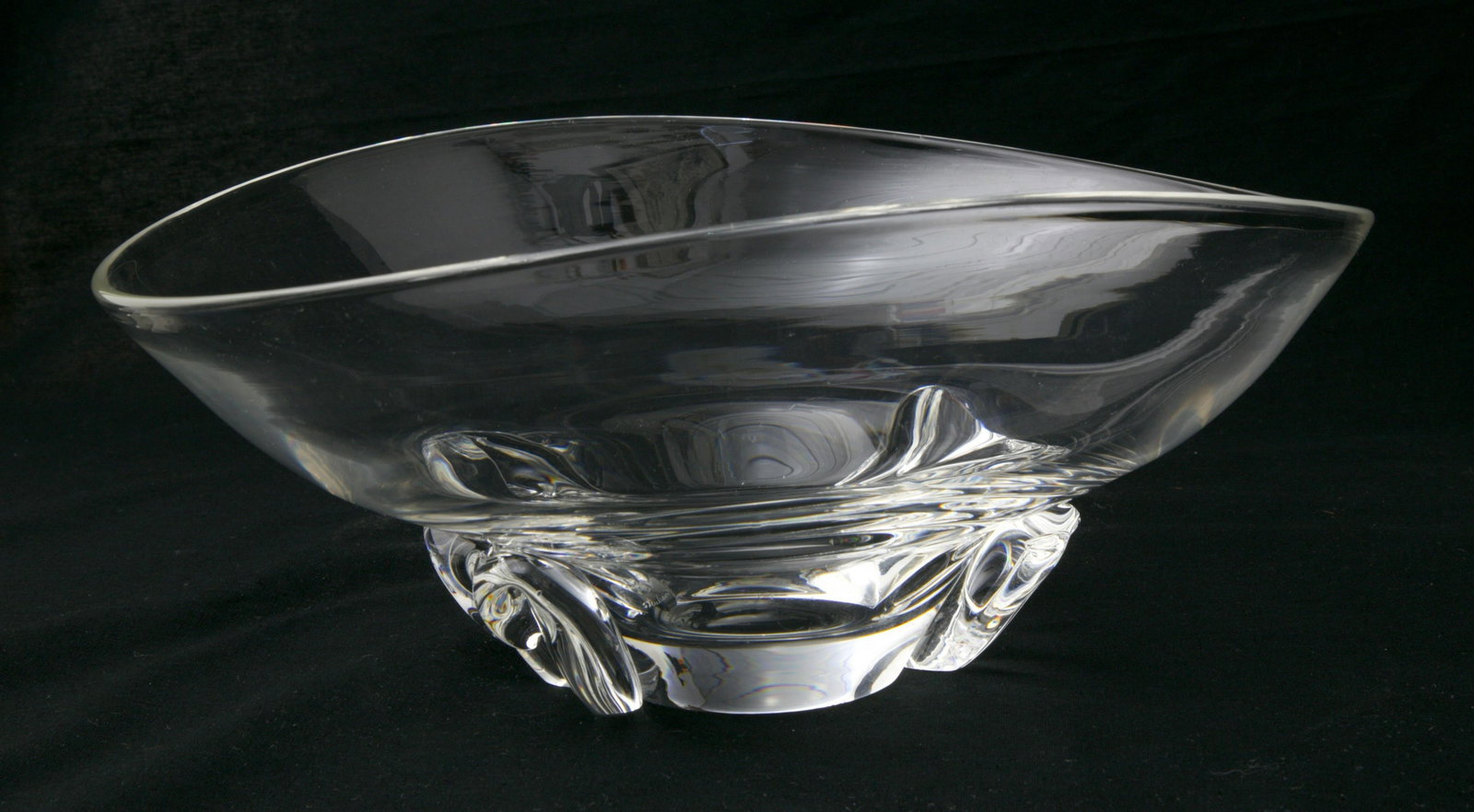 Signed Steuben Glass Free-Form Oval Pedestal Base Bowl (1 of 1)