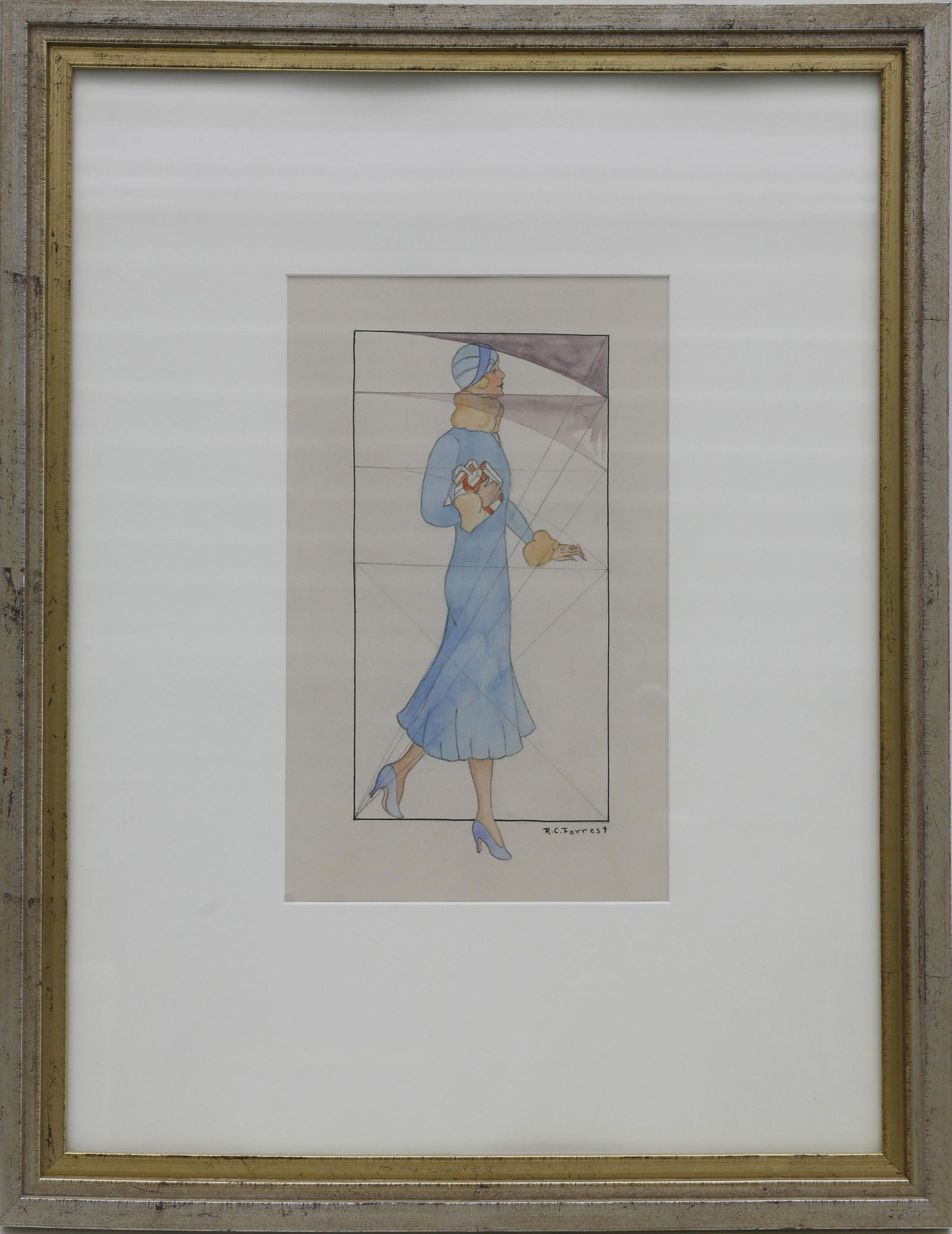 Ruth Forrest Watercolor on Paper "Fashion Illustration" (1 of 2)