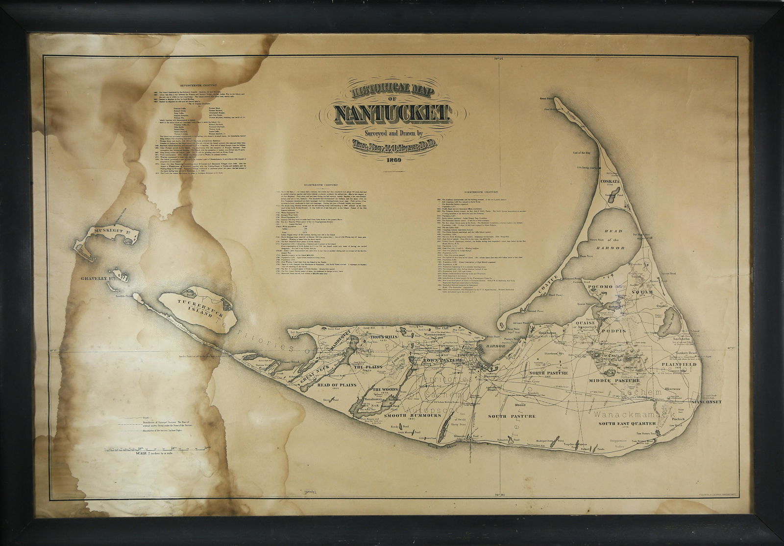 Historical Map of Nantucket by Rev. F.C. Ewer, 1886 (1 of 3)