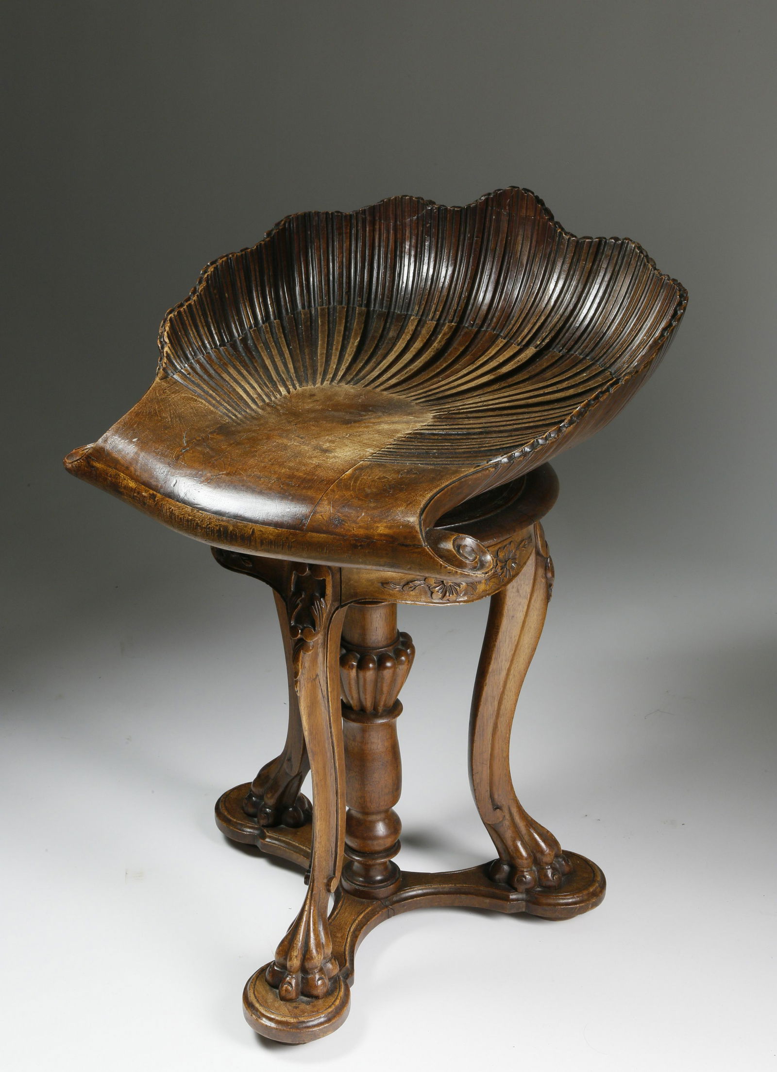 Venetian Carved Oak Grotto Piano Stool, circa 1880 (1 of 3)