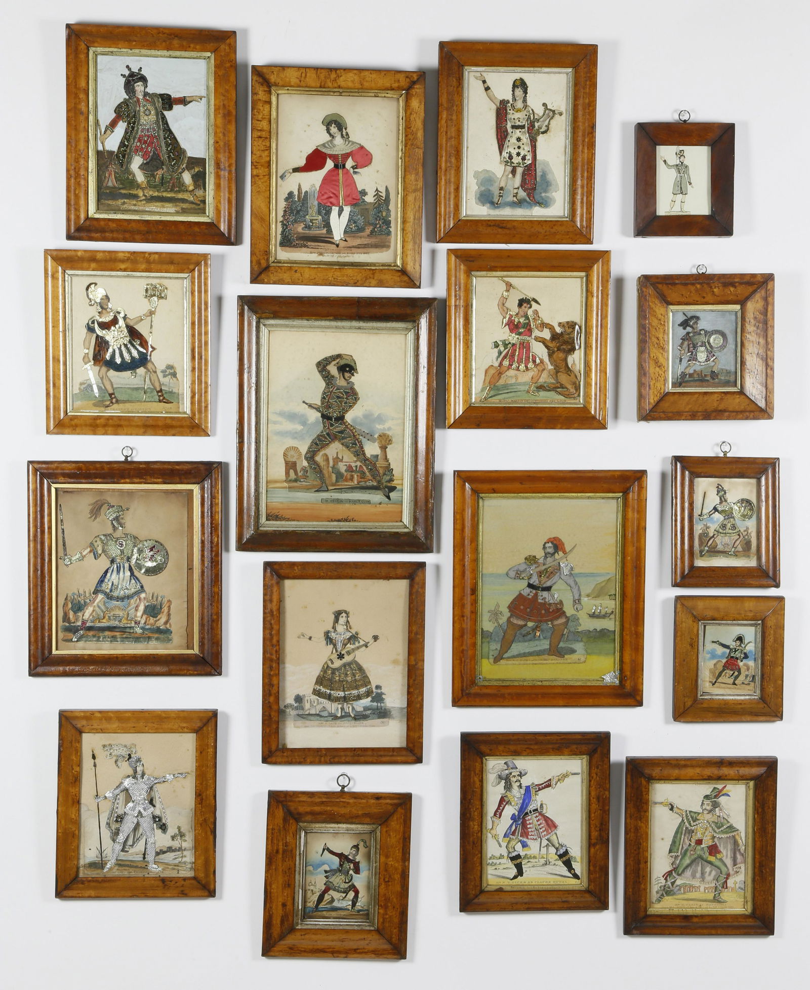Set of 17 Theatrical Decoupage Prints, 19th Century (1 of 8)