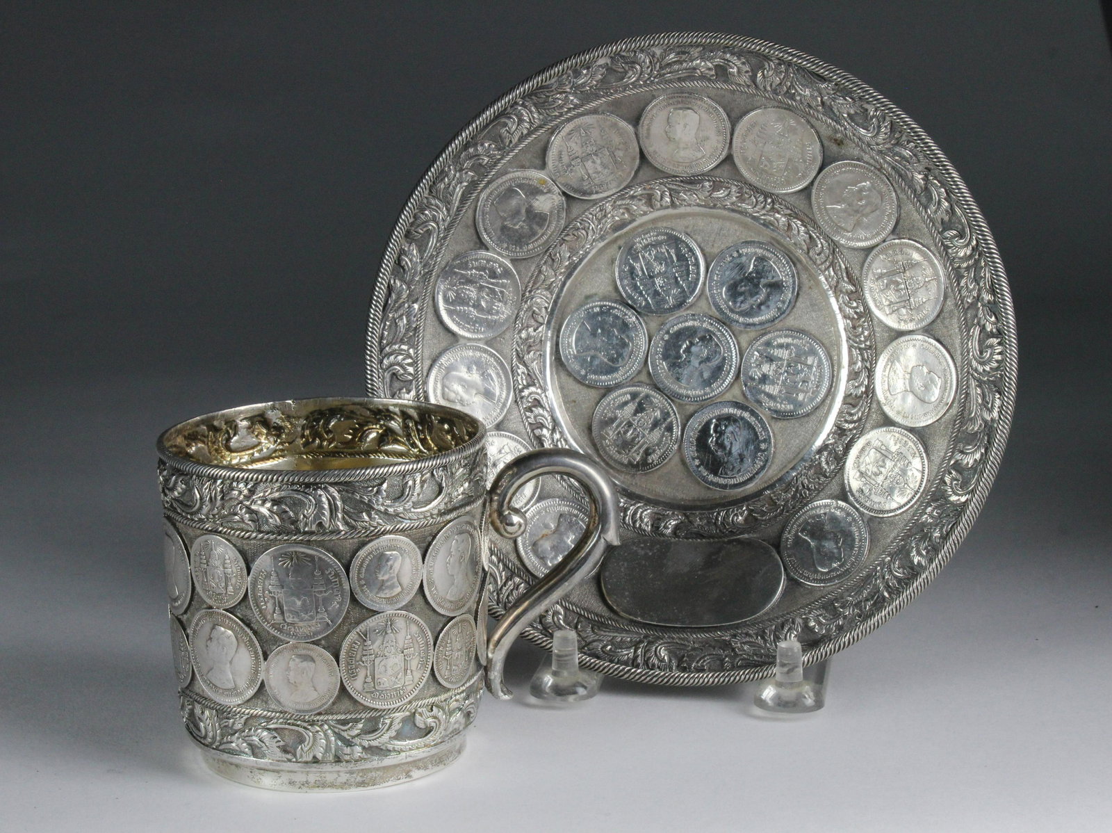 Thailand Solid Silver Cup and Saucer (1 of 3)