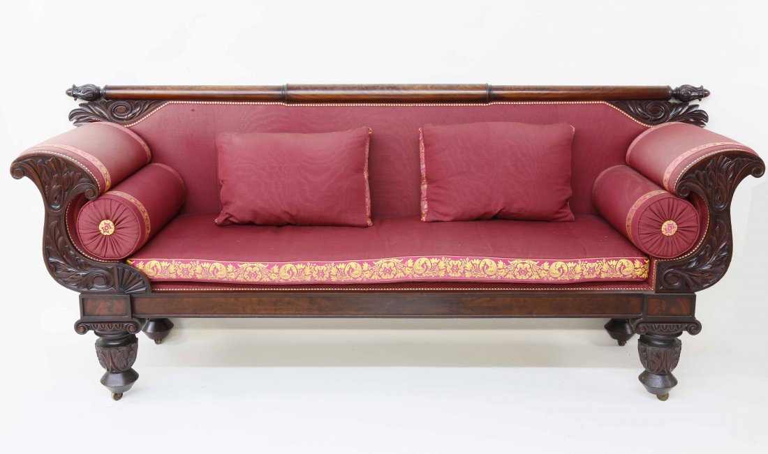 American Classical Carved Mahogany Sofa, 19th Century (1 of 3)