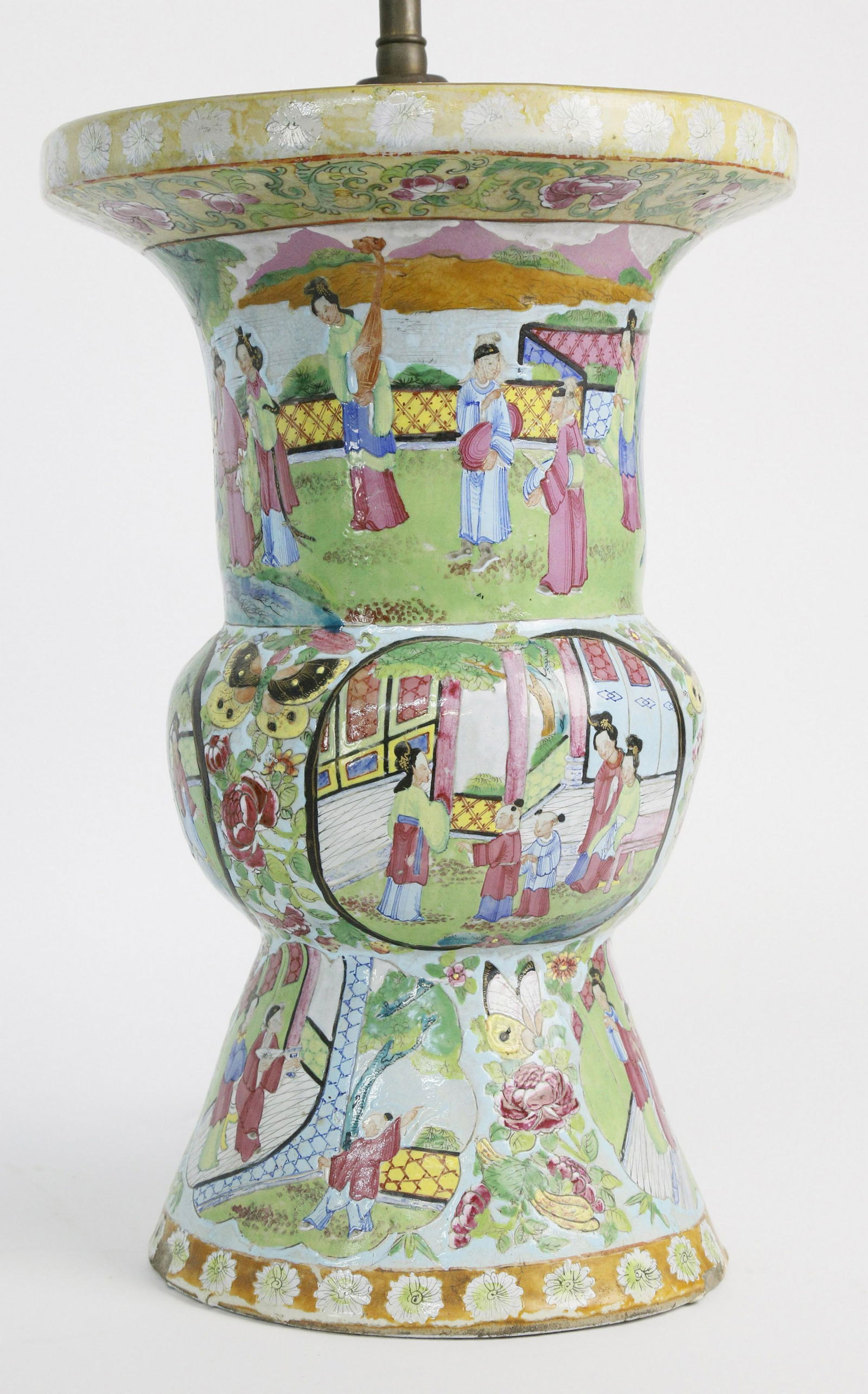 Rose Mandarin Vase Mounted as a Lamp (1 of 9)