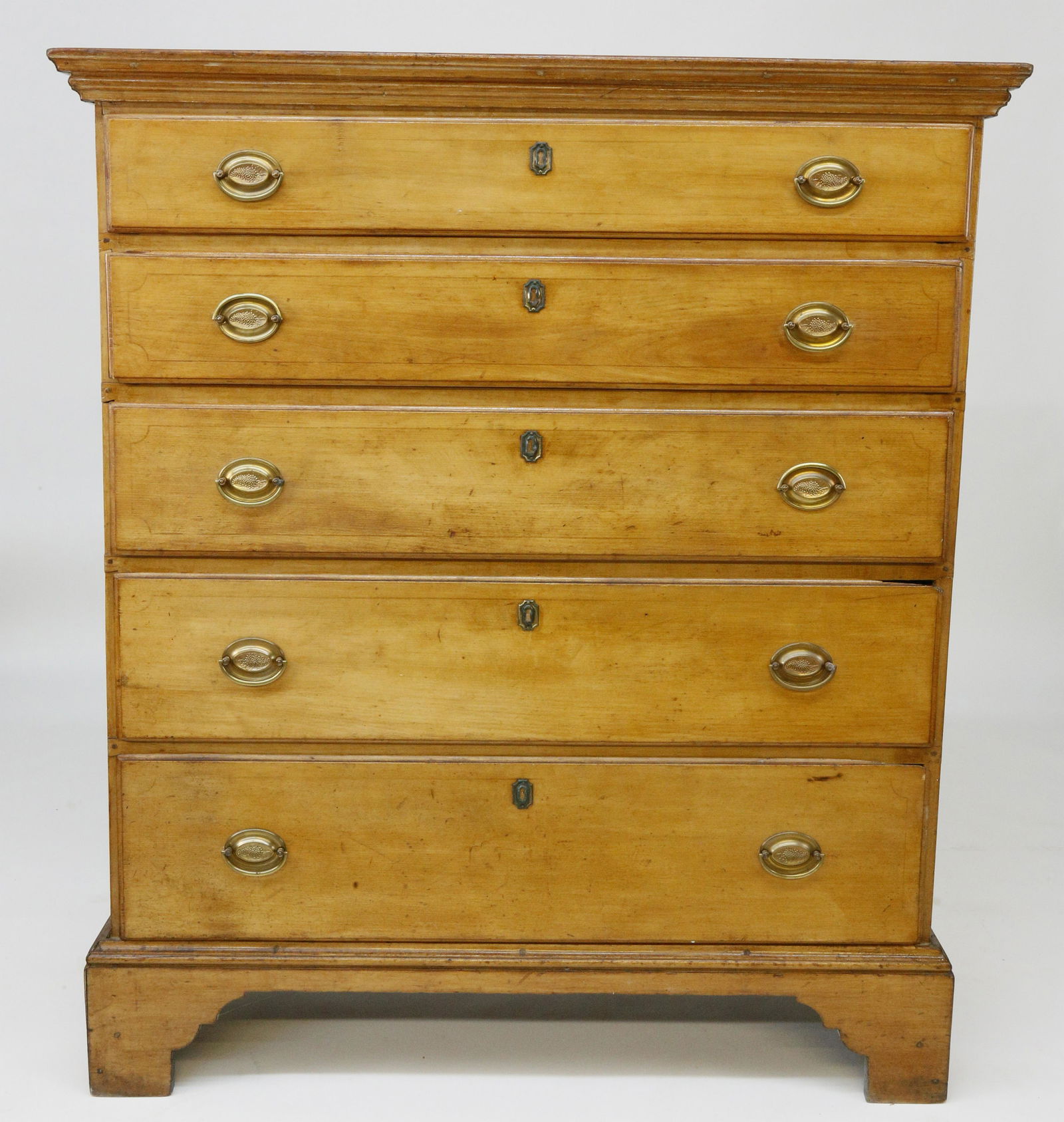 New England Cherry Five Drawer Tall Chest, 19th Century (1 of 6)