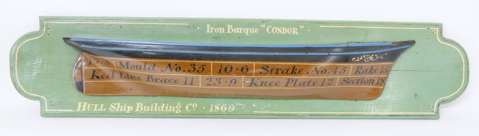 Carved and Painted Wooden Half Hull Model of the Iron (1 of 4)