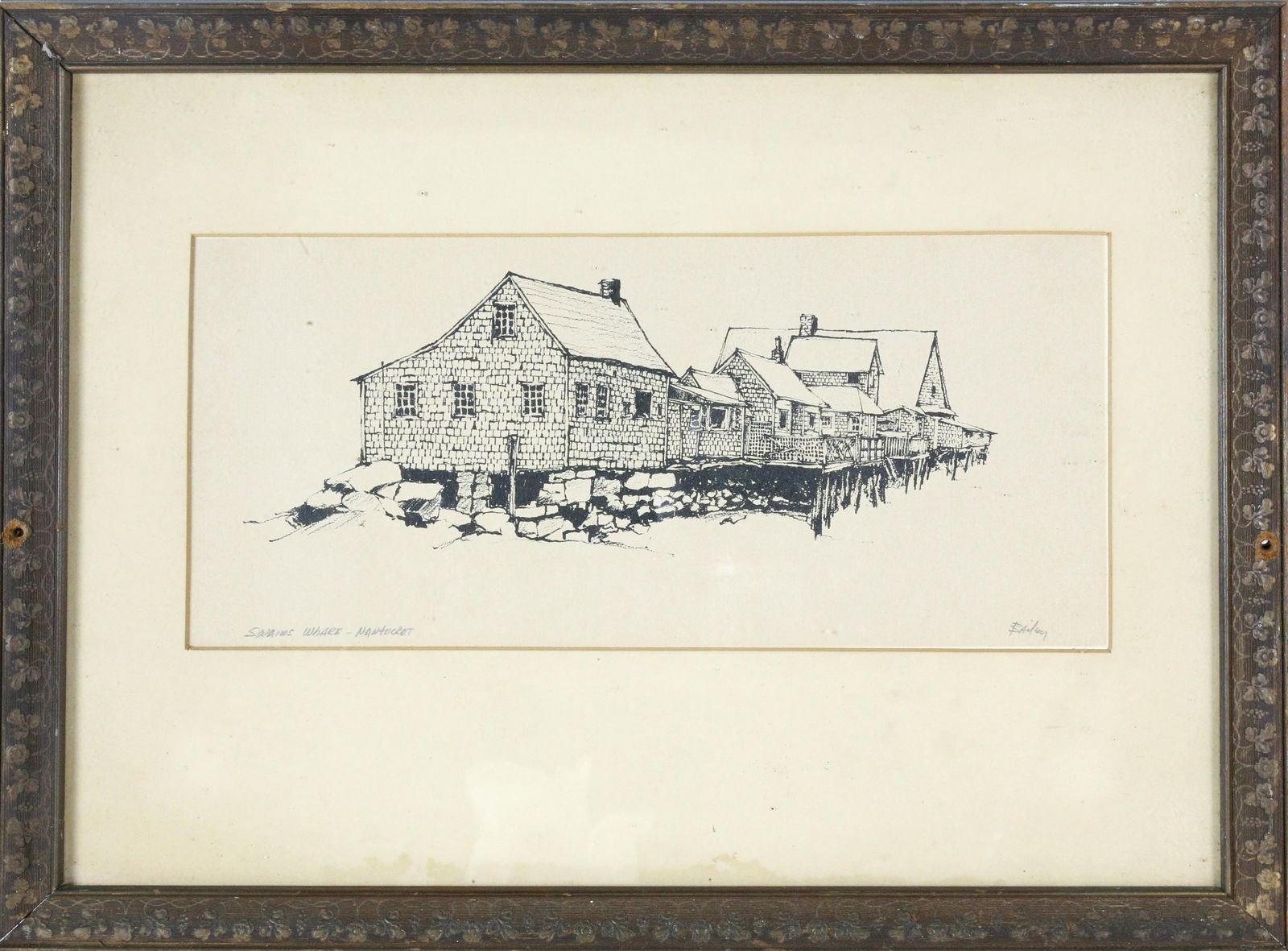 Roy Bailey Pencil Signed Etching, "Swains Wharf (1 of 5)