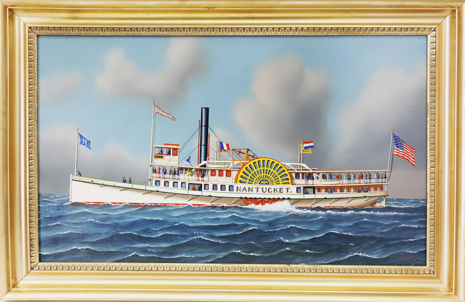 Jerome Howes Oil on Panel, "Nantucket Paddle Steamer" (1 of 4)